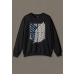 Unisex Sweatshirt Attack On Titan Regiments Sembol Anime Symbol Baskılı Siyah Sweat