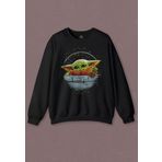 Unisex Sweatshirt Baby On Board Yoda Star Wars Yeşil Bebek Mandalorian Baskılı Sweat