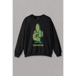 Unisex Sweatshirt Kaktüs Orta Parmak fxcktus Baskılı Sweat Siyah
