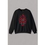 Unisex Sweatshirt Lion Fire Head Aslan Japan Maske Baskılı Sweat
