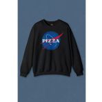 Unisex Sweatshirt Pizza Nasa Uzay Ajansı Cosmos Astronot Baskılı Sweat