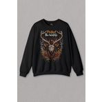 Unisex Sweatshirt Protect The Wildlife The Deer Nature Outdoor Doğa Geyik Siyah Baskılı Sweat