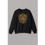 Unisex Sweatshirt Tiger Kaplan Minimal Urban Street Wear Baskılı Sweat