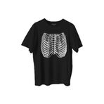 Unisex T-shirt Ripcage Skeleton İskelet Chest X-ray Halloween Siyah Baskılı Tişört Siyah