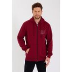 Unisex Tam Fermuarlı Kapşonlu Özel Tasarım SweatShirt - Bordo