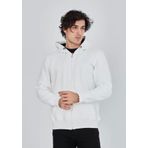 Unisex Tam Fermuarlı Kapşonlu SweatShirt - Beyaz