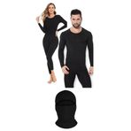 Unisex Termal İçlik Alt Üst Takım Termal Maske Siyah