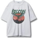 Unisex The Falcon Baskılı Tişört, Oversize Dizi Temalı Bisiklet Yaka T-Shirt - Beyaz - 2XL