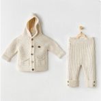 Unisex Triko Bebek 2'li Takım – Rahat ve Sıcak Bebek Giyim Seti - Çok Renkli - 9 - 12 Ay