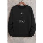 Unisex Uzay Temalı Bisiklet Yaka Sweatshirt