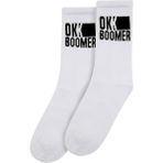 Unisex Vegan Beyaz Çorap - Ok Boomer Tasarım - Standart - Çok Renkli