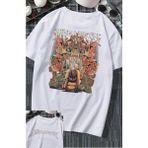 Unisex Vintage Megadeth Sırt Baskılı Tişört, Oversize Rock Band Temalı T-Shirt - 2XL - Beyaz