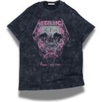 Unisex Wherever I May Roam Yazılı Yıkamalı T-Shirt,oversize Rock Band Metallica Temalı Retro Tişört - Siyah