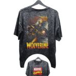Unisex Wolverine Baskılı Yıkamalı Tişört, Oversize Marvel Comics Baskılı Vintage T-Shirt - XL - Siyah