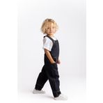 Unisex Yandan Cepli Uzun Paça Kot Salopet Siyah