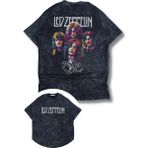 Unisex Zoso LED Zeppelin Sırt Baskılı Yıkamalı T-Shirt, Oversize Rock Band Temalı Retro Tişört - Siyah - 2XL