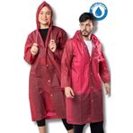Unisex%100 Eva Çıtçıtlı Kapüşonlu Yağmurluk (bordo)