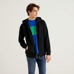 United Colors of Benetton 3J68U5001 Siyah Kapüşonlu Fermuarlı Erkek Sweatshirt