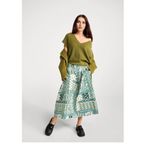 United Colors of Benetton Açık Yeşil%100 Pamuk Desenli Beli Lastikli Cepli Poplin Etek, xs, 125A40H2D005F, Açık Yeşil, Kadın