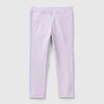 United Colors of Benetton Arka Cebi Logo İşlemeli Beli Lastikli Dar Kesim Pantolon Kız Çocuk Pantolon, Lila, 82