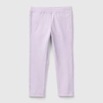 United Colors of Benetton Arka Cebi Logo İşlemeli Beli Lastikli Dar Kesim Pantolon Kız Çocuk Pantolon, Lila, XXS