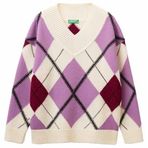 United Colors of Benetton Bayan Maglia Scollo V M/L 1444e204e kazak (tekli paket), Bej, XS