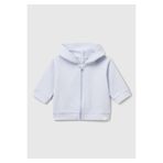 United Colors of Benetton Bebek Açık Mavi Logo Etiketli Fermuarlı Kulaklı Kapüşonlu Sweatshirt