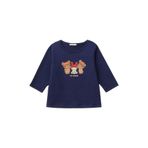 United Colors of Benetton Bebek Lacivert Önü Su Bazlı Baskılı Bisiklet Yaka Uzun Kollu T-Shirt