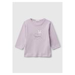 United Colors of Benetton Bebek Lila Logo Baskılı Omzu Çıtçıtlı Bisiklet Yaka Uzun Kollu T-shirt