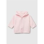 United Colors Of Benetton Bebek Pembe Logo Etiketli Fermuarlı Kulaklı Kapüşonlu Sweatshirt - 9 - 12 Ay