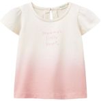 United Colors of Benetton Bebek Pembe Renk Geçişli Önü Baskılı Kolu Fırfırlı Bisiklet Yaka T-Shirt