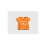 United Colors of Benetton Bebek Turuncu Aplikeli ve Baskılı Bisiklet Yaka T-Shirt