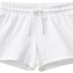 United Colors of Benetton Beyaz Önü Logo İşlemeli Beli Büzgülü Kız Çocuk Mini Şort