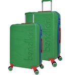 United Colors of Benetton BNT600 Polikarbon Kırılmaz Yeşil Büyük Boy ve Orta Boy 2'li Valiz Seti