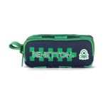 United Colors of Benetton Çift Bölmeli Kalem Çantası 03776 Su Geçirmez Yeşil Dama Desenli Dayanıklı 20x9x5 cm