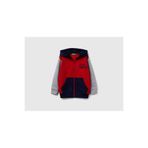 United Colors of Benetton Erkek Bebek Kırmızı-Gri Önü Logo Baskılı Fermuarlı Kapüşonlu Sweatshirt