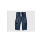 United Colors of Benetton Erkek Bebek Koyu Mavi Arkası Logo Detaylı Yan Cepli Büzgü İpli Denim Pantolon