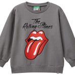 United Colors of Benetton Erkek Çocuk Antrasit Rolling Stones Baskılı Etiket Logolu Bisiklet Yaka Sweatshirt