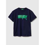 United Colors of Benetton Erkek Çocuk Baskılı T-Shirt, 10-11 Yaş, 5003360045, Lacivert, Erkek Çocuk
