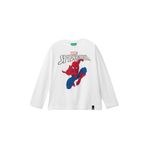 United Colors of Benetton Erkek Çocuk Beyaz Etek Ucu Logolu Spiderman Baskılı Uzun Kollu T-Shirt