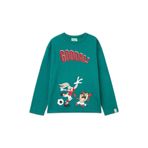 United Colors of Benetton Erkek Çocuk Çam Yeşili Önü Looney Tunes Baskılı Bisiklet Yaka Uzun Kollu T-Shirt