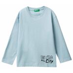 United Colors Of Benetton Erkek Çocuk Dijital Baskılı Bisiklet Yaka Uzun Kollu T-Shirt,Açık Mavi 18-24 Ay