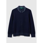 United Colors of Benetton Erkek Çocuk Fermuarlı Ribana Hırka, 11-12-yas, 225A120YC500W, Lacivert, Erkek Çocuklar