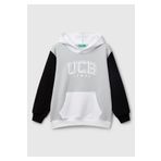 United Colors of Benetton Erkek Çocuk Gri Benetton Logolu Kanguru Cepli Kapüşonlu Sweatshirt, Gri, 6-7 Yaş