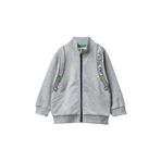 United Colors of Benetton Erkek Çocuk Gri Melanj Sırt Çantası Baskılı Fermuarlı Dik Yaka Sweatshirt