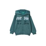 United Colors of Benetton Erkek Çocuk Gri-Yeşil Arkası Baskılı Fermuarlı Ribanalı Kapüşonlu Şardonlu Sweatshirt, 12-18-ay, 225A3J73G5046, Gri-Yeşil, erkek-çocuk