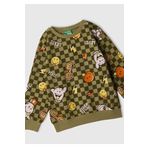United Colors of Benetton Erkek Çocuk Haki Tamamı Baskılı Logo Etiketli Bisiklet Yaka Sweatshirt
