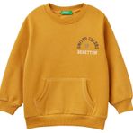 United Colors of Benetton Erkek Çocuk Hardal Sarı Önü Baskılı Normal Kesim Bisiklet Yaka Ribanalı Sweatshirt, Hardal Sarı, 12-18 AY