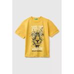 United Colors Of Benetton Erkek Çocuk Hardal Sarısı Önü Baskı Detaylı Bisiklet Yaka T-Shirt 6-14 Yaş