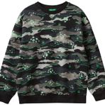 United Colors of Benetton Erkek Çocuk Kamuflaj Tamamı Baskılı Ribanalı Bisiklet Yaka Sweatshirt 7-8 Yaş